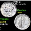 Image 1 : 1942-p Mercury Dime 10c Grades Choice Unc