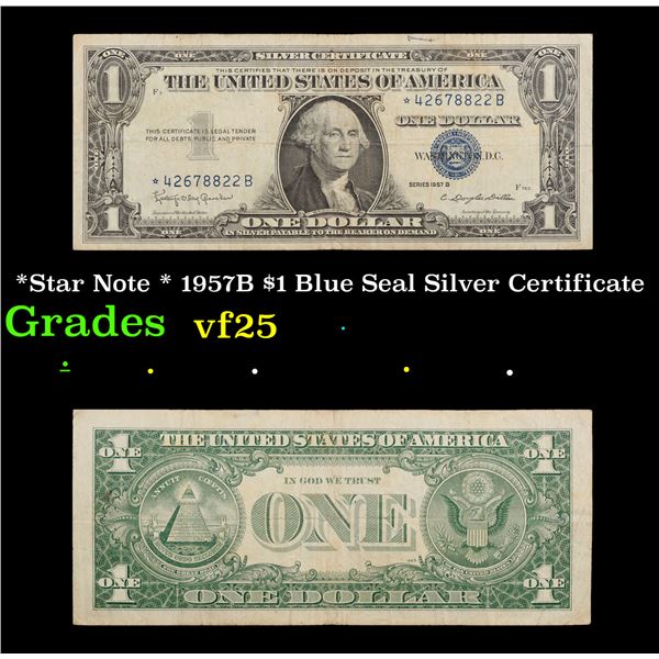 *Star Note * 1957B $1 Blue Seal Silver Certificate Grades vf+
