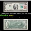 Image 1 : 1976 $2 Federal Reserve Note 1st Day of Issue, with Stamp Grades Gem CU