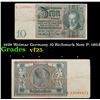 Image 1 : 1929 Weimar Germany 10 Richmark Note P: 180A Grades vf+
