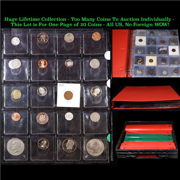 Huge Liifetime Collection - Too Many Coins To Auction Individually - This Lot is For One Page of 20 