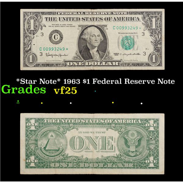 *Star Note* 1963 $1 Federal Reserve Note Grades vf+