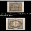 Image 1 : 1920 Weimar Germany 100 Mark Note P: 69A Grades vf++