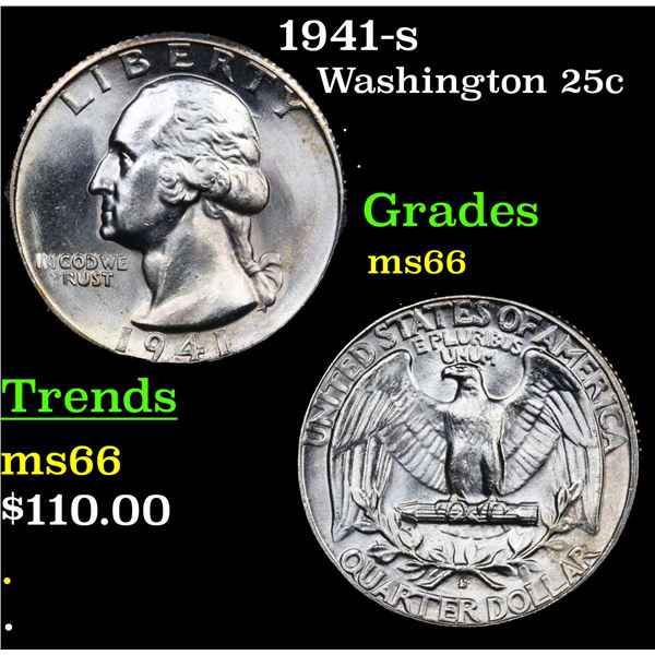 1941-s Washington Quarter 25c Grades GEM+ Unc