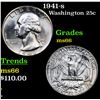 Image 1 : 1941-s Washington Quarter 25c Grades GEM+ Unc