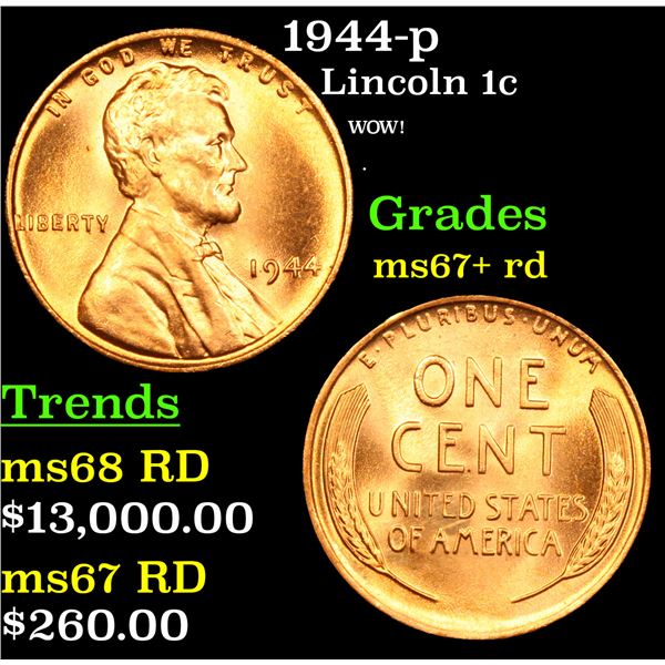 1944-p Lincoln Cent 1c Grades GEM++ RD