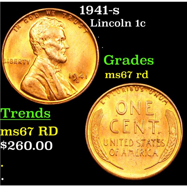 1941-s Lincoln Cent 1c Grades GEM++ Unc RD