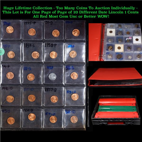 Page of 20 Different Date Lincoln Cents All Reed Most Gem OR Better