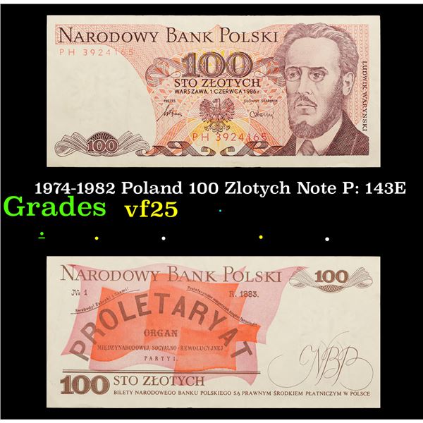 1974-1982 Poland 100 Zlotych Note P: 143E Grades vf+