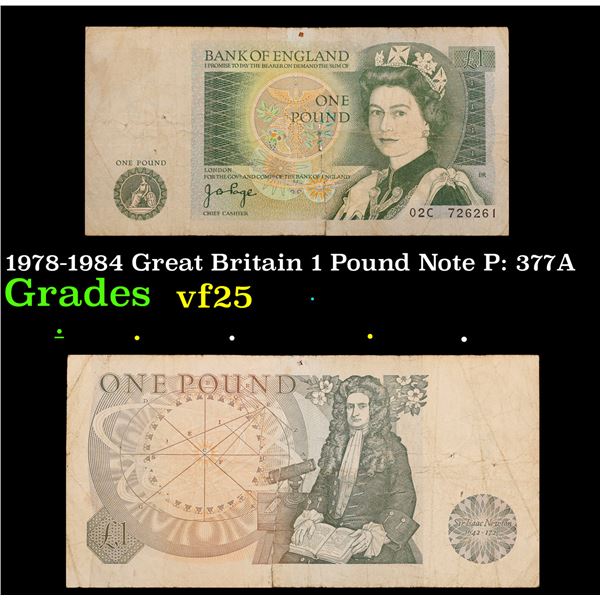 1978-1984 Great Britain 1 Pound Note P: 377A Grades vf+
