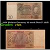 Image 1 : 1929 Weimar Germany 20 mark Note P: 181B Grades vf+