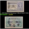 Image 1 : 1917 Imperial Germany 5 Mark Note P: 56A Grades Choice AU/BU Slider