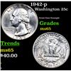 Image 1 : 1942-p Washington Quarter 25c Grades GEM Unc