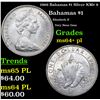 Image 1 : 1966 Bahamas $1 Silver KM# 8 Grades Choice Unc+ PL