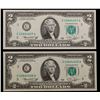 Image 2 : 2x Consecutive 1976 $2 Green Seal Federal Reserve Notes (Philadelphia, PA), CU! Grades Gem+ CU
