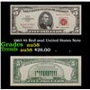 Image 1 : 1963 $5 Red seal United States Note Grades Choice AU/BU Slider