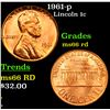 Image 1 : 1961-p Lincoln Cent 1c Grades GEM+ Unc RD