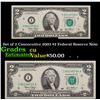 Image 1 : Set of 2 Concecutive 2003 $2 Federal Reserve Note Grades CU