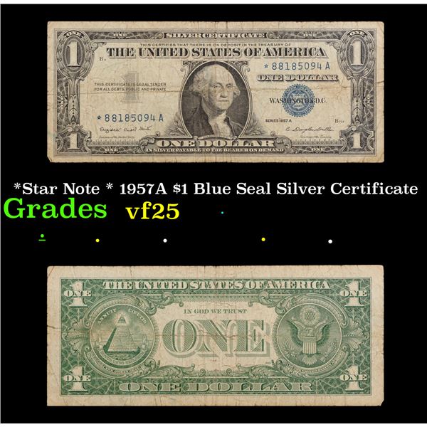 *Star Note * 1957A $1 Blue Seal Silver Certificate Grades vf+