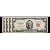 Image 2 : Set of 4 1963 -A-B-C $1 Red Seal Note Grades XF/AU