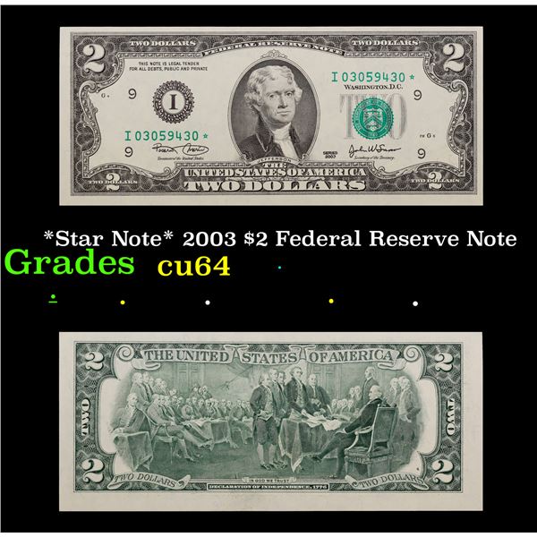*Star Note* 2003 $2 Federal Reserve Note Grades Choice CU