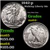 Image 1 : 1942-p Walking Liberty Half Dollar 50c Grades Choice+ Unc
