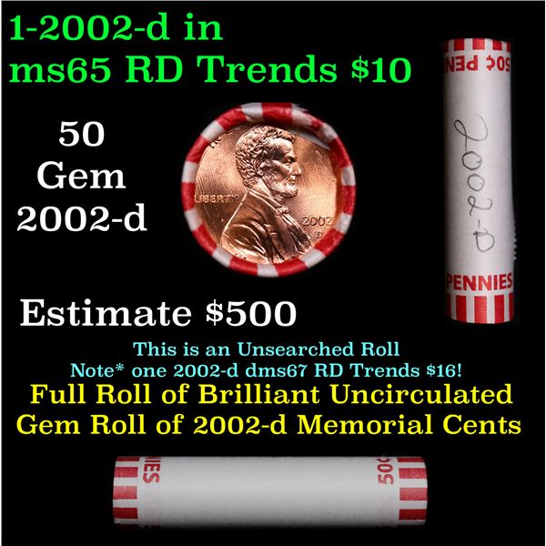 Shotgun Lincoln 1c roll, 2002-d 50 pcs Bank Wrapper.