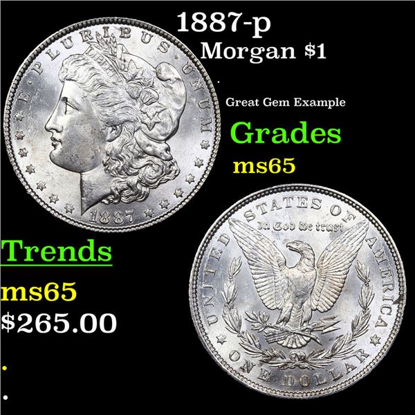 1887-p Morgan Dollar $1 Grades GEM Unc