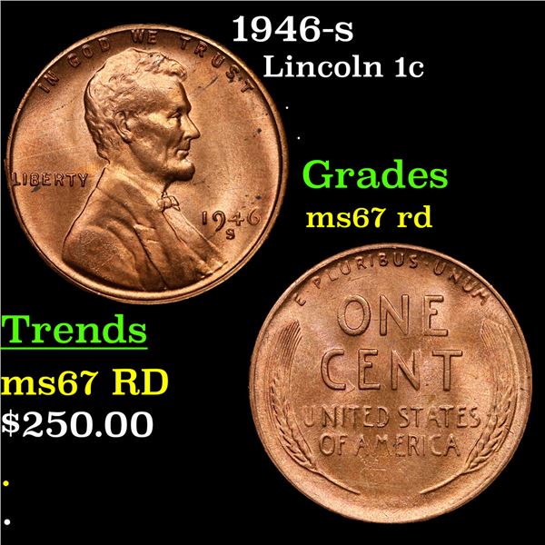 1946-s Lincoln Cent 1c Grades GEM++ Unc RD