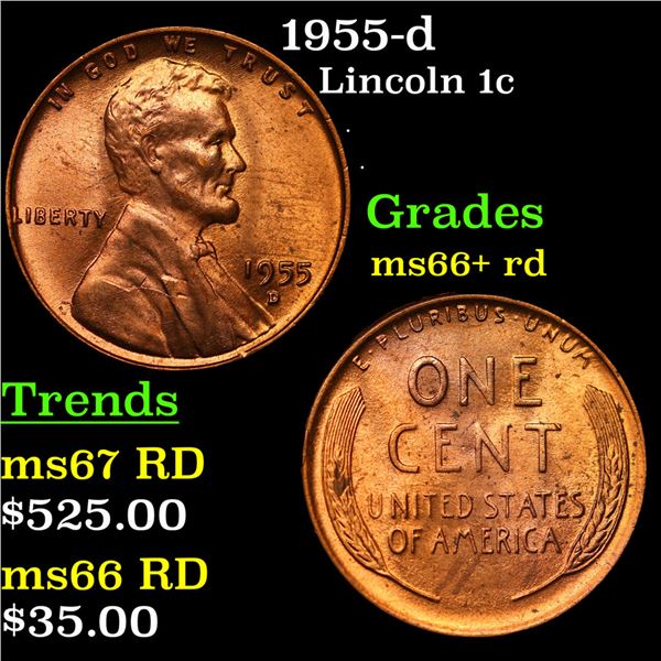 1955-d Lincoln Cent 1c Grades GEM++ RD