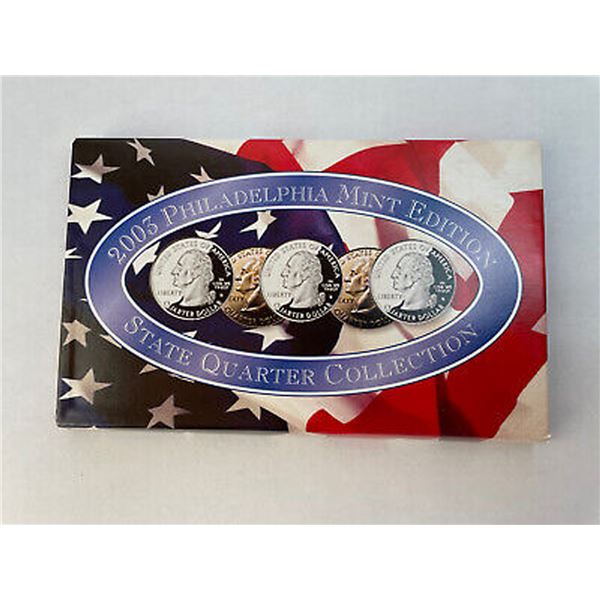 2003 United States 50 State Quarters Proof Set Philadelphia Edition! 5 Coins Inside!