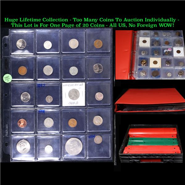 Huge Liifetime Collection - Too Many Coins To Auction Individually - This Lot is For One Page of 20 