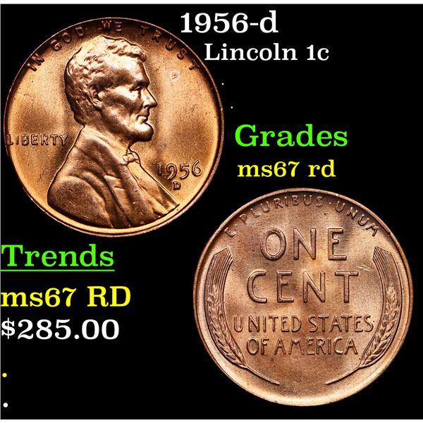 1956-d Lincoln Cent 1c Grades GEM++ Unc RD
