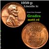 Image 1 : 1958-p Lincoln Cent 1c Grades GEM Unc RD