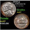 Image 1 : 1942-p Jefferson Nickel 5c Grades GEM++ Unc