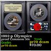 Image 1 : Proof 1992-p Olympics Modern Commem Half Dollar 50c Graded GEM++ Proof Deep Cameo By USCG