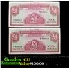 Image 1 : 2x Consecutive 1962 4th Series British Armed Forces 1 Pound Special Vouchers, All CU! P# M36a Grades