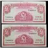 Image 2 : 2x Consecutive 1962 4th Series British Armed Forces 1 Pound Special Vouchers, All CU! P# M36a Grades