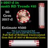 Image 1 : Shotgun Lincoln 1c roll, 2017-d 50 pcs Steel-Strong Wrapper.