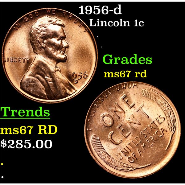1956-d Lincoln Cent 1c Grades GEM++ Unc RD