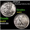 Image 1 : 1945-p Walking Liberty Half Dollar 50c Grades Choice Unc