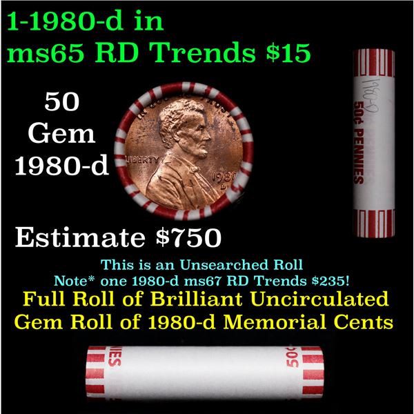 Shotgun Lincoln 1c roll, 1980-d 50 pcs Steel-Strong Wrapper.