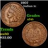 Image 1 : 1907 Indian Cent 1c Grades xf+