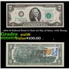 Image 1 : 1976 $2 Federal Reserve Note 1st Day of Issue, with Stamp Grades Choice AU/BU Slider