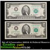 Image 1 : Set of 2 Cocecutive 2003A $1 Federal Reserve Note Grades Gem CU