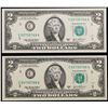 Image 2 : Set of 2 Cocecutive 2003A $1 Federal Reserve Note Grades Gem CU