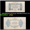 Image 1 : 1922 Weiamr Germany 100 Mark Note P: 75 Grades vf++