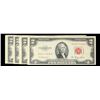 Image 2 : Set of 4 1953-A-B-C $2 Red Seal Note Grades vf-au
