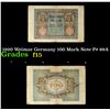 Image 1 : 1920 Weimar Germany 100 Mark Note P# 69A Grades f+