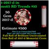 Image 1 : Shotgun Lincoln 1c roll, 2017-d 50 pcs Steel-Strong Wrapper.